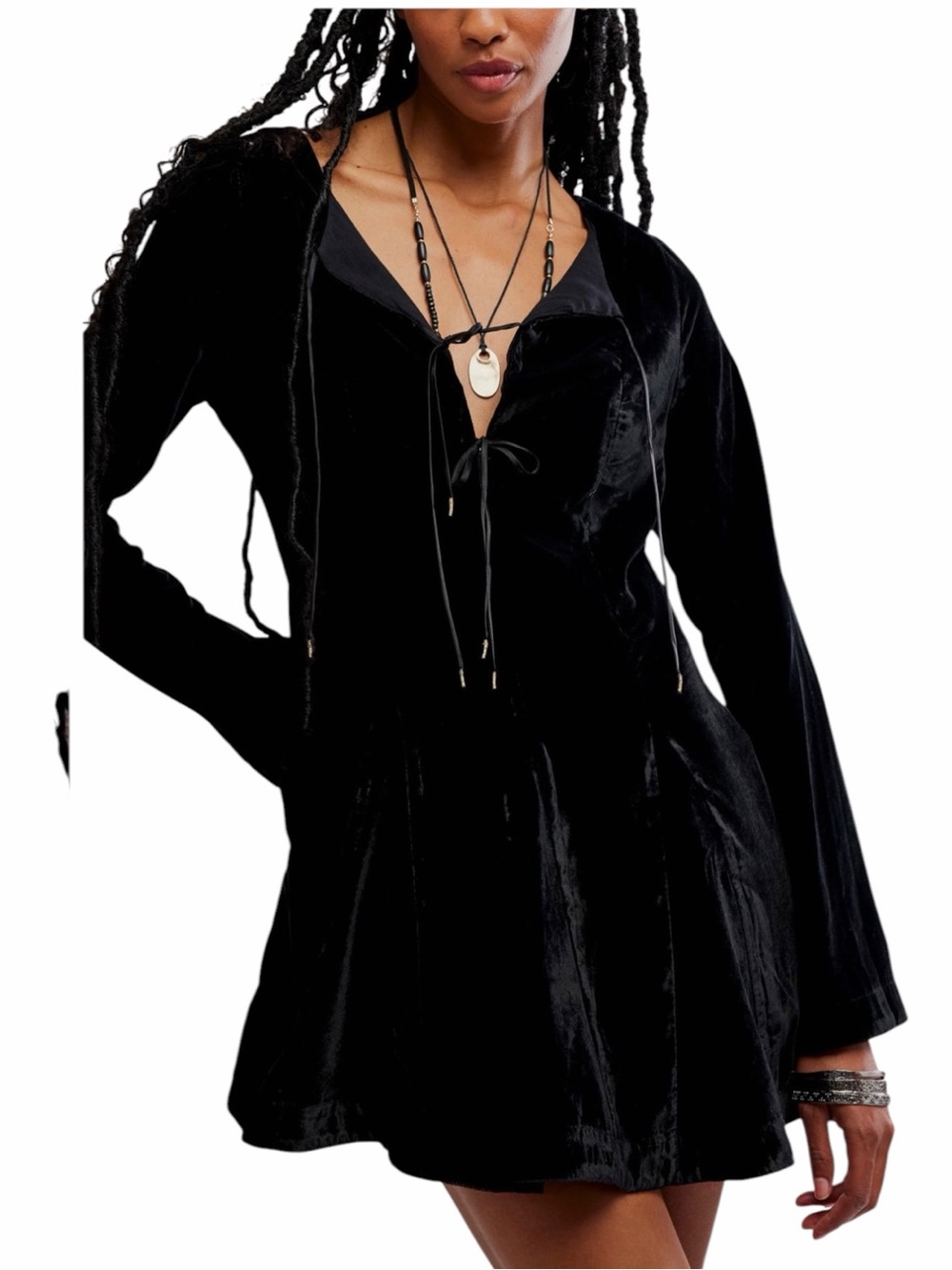 Free People Black Velvet Mini Dress